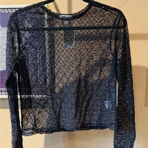 Elegant Black Sheer Women's Top